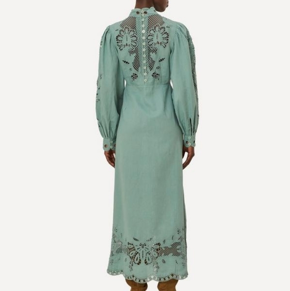 NWOT FARM RIO | $360 Broderie Anglaise Linen Blend Maxi Dress - Picture 9 of 11